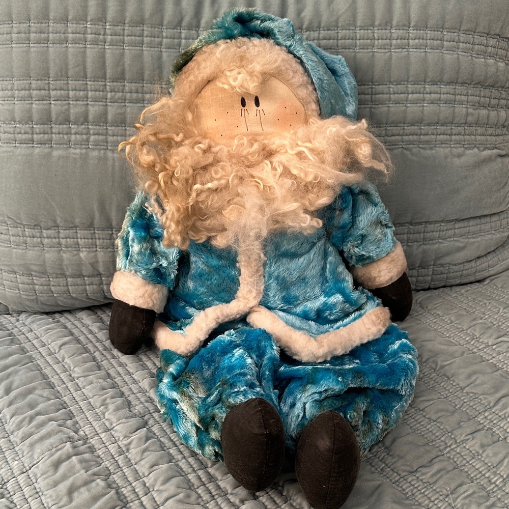 Plush Santa Claus Holiday Decor in Blue